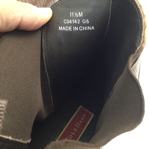 COLE HAAN Alligator Embossed Chelsea Boots Brown Men’s Sz 11.5 M - Picture 5 of 7